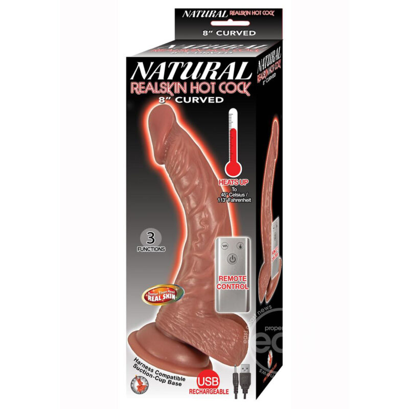 Brown RealSkin 8 inch Dildo with Warming Function