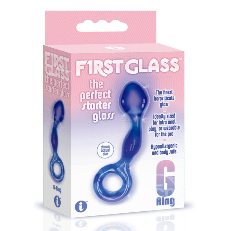 First Glass G Ring Blue Dildo