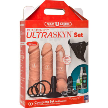 Vac-U-Lock Dual Density UltraSkyn Flesh Strap On Set